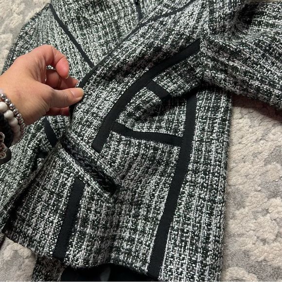 EXPRESS VTG Tweed Metallic Plaid Black Silver Jacket Coat Women's Size Small - Picture 8 of 11